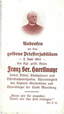Franz Seraph Haertlmayr, zum Andenken an sein goldenes Priesterjubilum