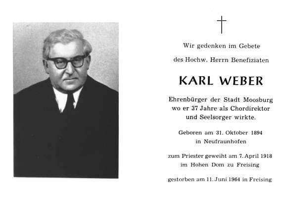 Karl Weber, Sterbebildchen 1964