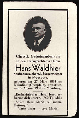 Sterbebildchen Hans Waldhier, Kaufmann