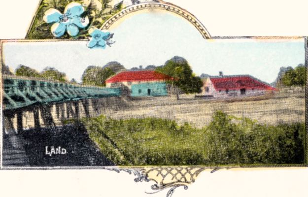 Moosburg Isarbr�cke mit Gasthof L�nd, Ausschnitt Postkarte 1899