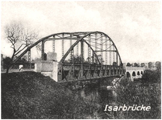 Moosburg, Isarbr�cke, Ausschnitt Postkarte 1940
