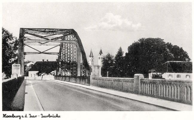 Moosburg, Isarbr�cke, Postkarte 1940