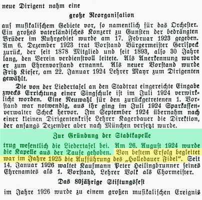 Liedertafel Moosburg, aus der Zeitung 1934
