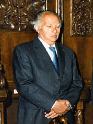 Altbrgermeister, Ehrenbrger Oscar Hertel am 26. Juni 1982 beim Gedenkgottesdienst
