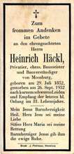 Moosburg, Sterbebildchen Heinrich Hckl 1932