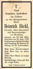 Moosburg, Sterbebildchen Heinrich H�ckl 1932