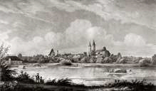 Moosburg von Osten, Lithographie um 1850