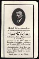 Sterbebildchen Hans Waldhier *1881 †1937