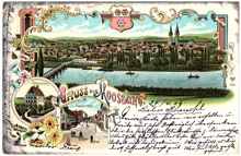 Gru� aus Moosburg, Isar, Schlo� Asch und Poststrasse, Postkarte 29.04.1906