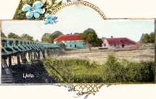 Moosburg Isarbr�cke mit Gasthof L�nd, Ausschnitt Postkarte 1899