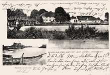 Moosburg Isarbr�cke mit Gasthof zur L�nde, Postkarte 05.02.1906