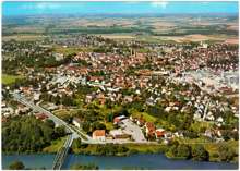Moosburg mit Isarbr�cke, Postkarte 1965