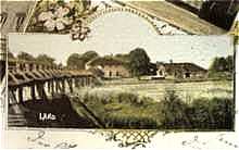 Moosburg Isarbr�cke mit Gasthof L�nd, Ausschnitt Postkarte 1899