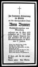 Sterbebildchen Anna Brunner, 1950