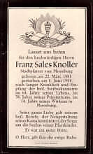 Sterbebildchen Stadtpfarrer Franz Sales Knoller, 1944