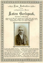Zum Andenken an Anton Gerlspeck, 1903