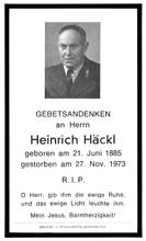 Moosburg, Sterbebildchen Heinrich Hckl 1973