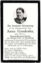 Sterbebildchen Anna Gandorfer, 1915
