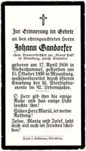 Sterbebildchen Johann Gandorfer, 1939