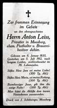 Moosburg, Sterbebildchen Anton Leiss, 1912