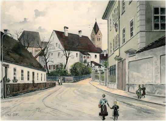 Valentin Ott 1937, Leinbergerstrasse, Blick zum Benefiziatenhaus