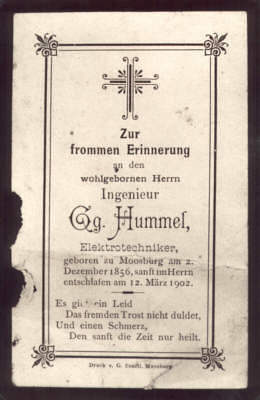 Sterbebildchen Georg Hummel