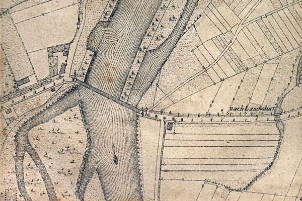 Ausschnitt Isarbr�cke - um 1850