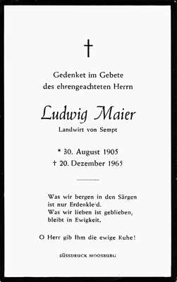Sterbebildchen Ludwig Maier, *1905 †1965