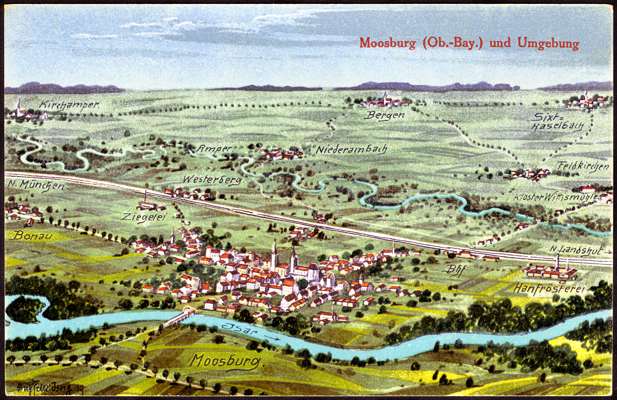 Moosburg und Umgebung, Postkarte 1919