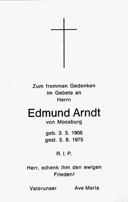 Sterbebildchen Edmund Arndt, *03.05.1906 †05.08.1975