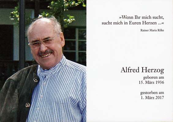 Sterbebildchen Alfred Herzog, *15.03.1936 †01.03.2017
