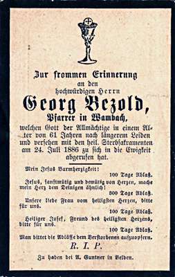 Sterbebildchen Georg Bezold *1825 †24.07.1886
