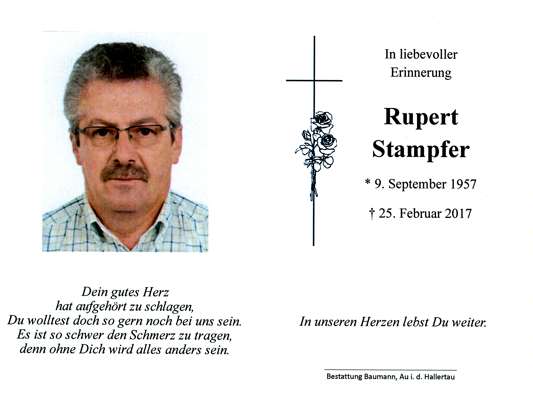 Sterbebildchen Rupert Stampfer, *1957 †2017