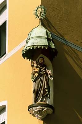 Moosburg Stadtplatz, Statue des hl. Christophorus am Heilmaier-Haus, 2005