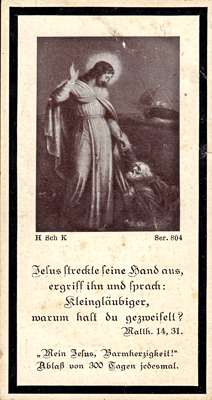 Sterbebildchen Franziska Schlecht, *14.06.1902 †30.05.1949