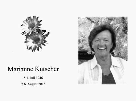 Sterbebildchen Marianne Kutscher *07.07.1946 †06.08.2015