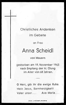 Sterbebildchen Katharina Oberloher, *1889 †25.10.1963