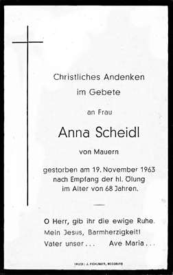 Sterbebildchen Katharina Oberloher, *1889 †25.10.1963