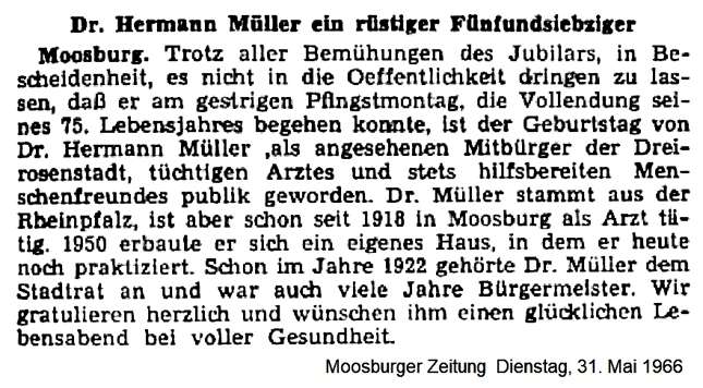 Dr. Hermann Mller ein rstiger Fnfundsiebziger, MZ Dienstag, 31. Mai 1966