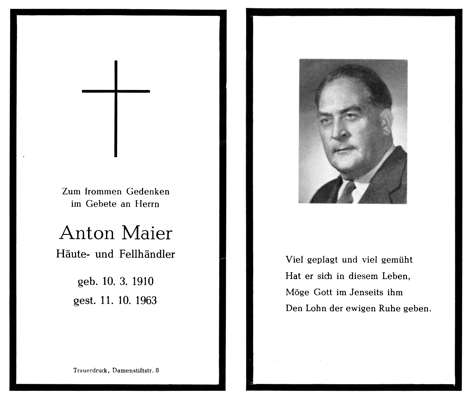 Sterbebildchen Anton Maier, *10.03.1910 †11.10.1963