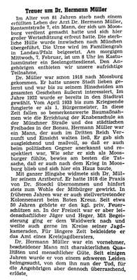Nachruf Dr. Hermann Mller, MZ 06. Februar 1973