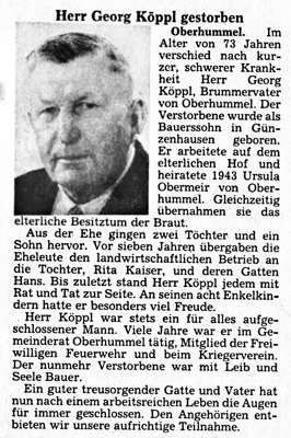 Nachruf Georg Kppl *10.02.1907 †06.08.1980