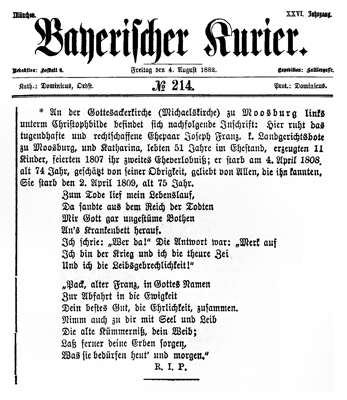 1882 - Inschrift an der Friedhofskirche St. Michael