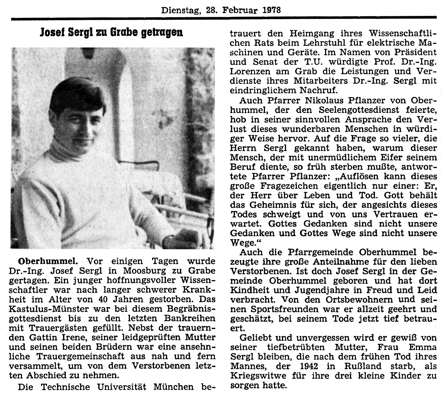 Nachrud Dr.-Ing. Josef Sergl, *29.01.1938 †20.02.1978