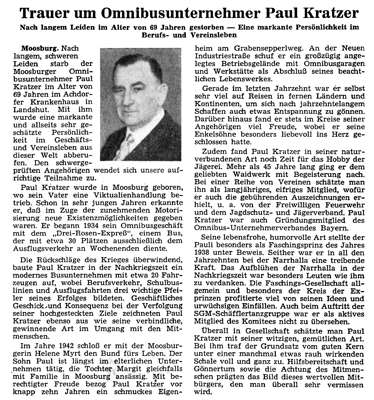 Nachruf Paul Kratzer, *16.02.1910 †25.05.1979