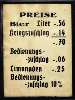 Moosburg, Bierpreistafel (1939 - 1945)