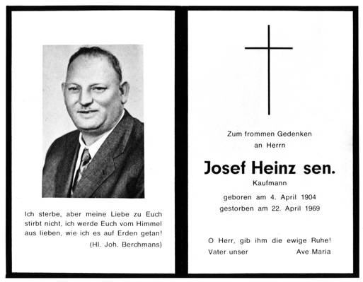 Moosburg Sterbebildchen Josef Heinz sen., 1969