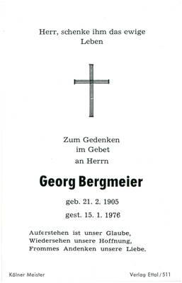 Sterbebildchen Georg Bergmeier, *1905 †1976