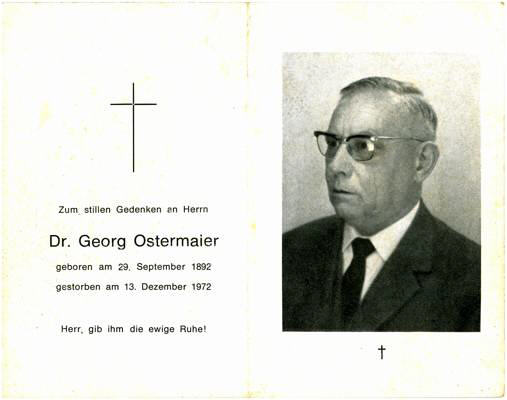 Sterbebildchen Dr. Georg Ostermaier, *1892 †1972