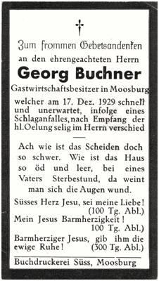 Sterbebildchen Georg Buchner *? †1929